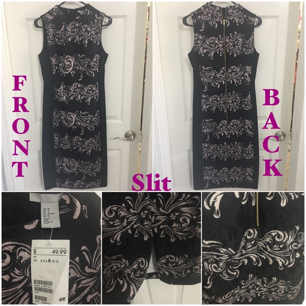 NWT H&M Black & Pink Midi Dress